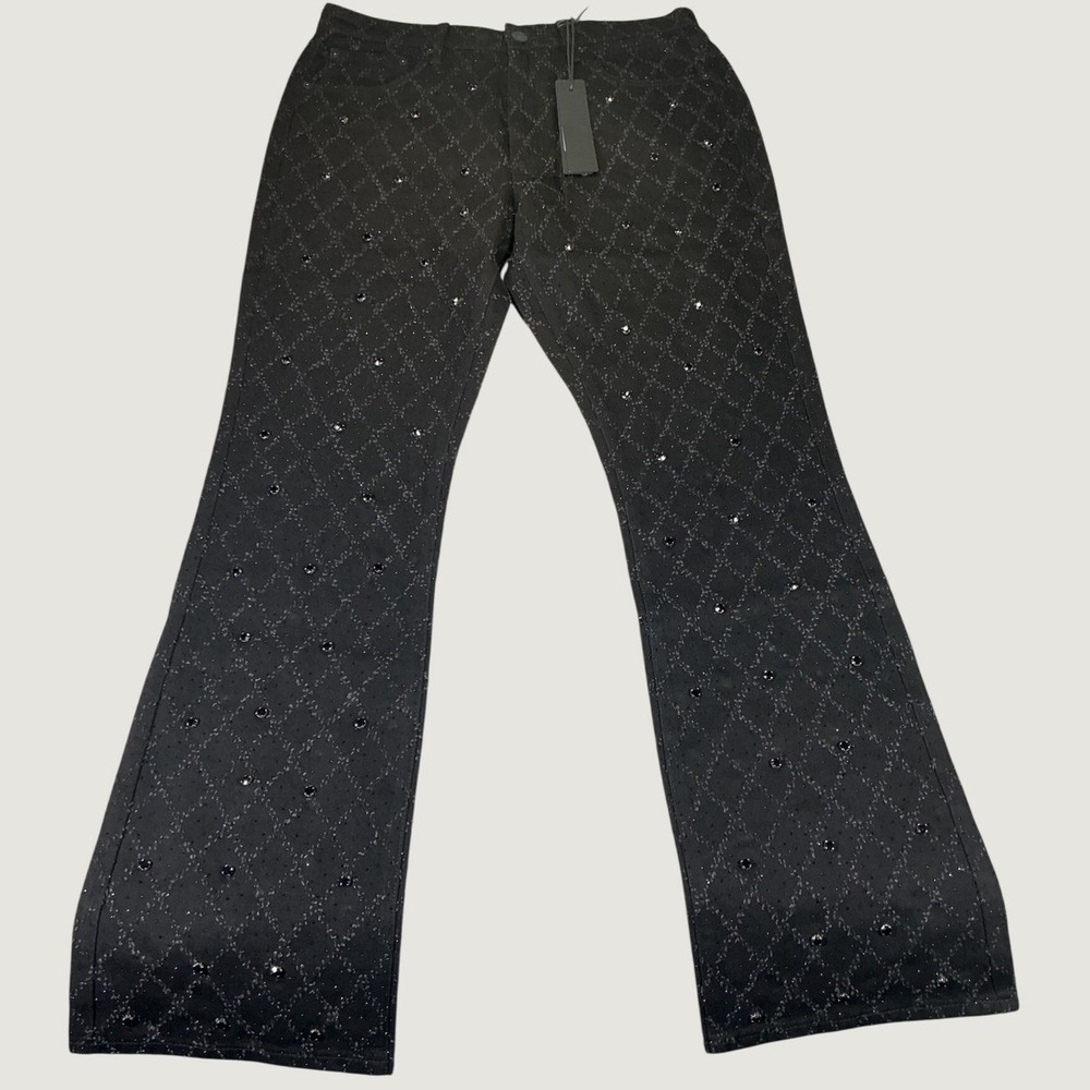 NovaMen Wrecked In Jewels Jeans Mens 32 Black Stacked Flare NWT